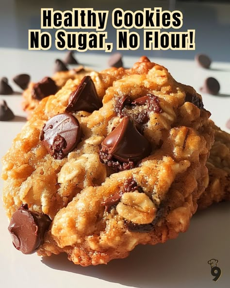 Healthy Cookies—No Sugar, No Flour! 5 Healthy Cookies For Kids, Weight Watcher Cookies, Low Sugar Cookies, Sugar Free Cookie Recipes, Cookies Banana, No Sugar Desserts, Low Sugar Snacks, Sugar Free Sweets, No Flour Cookies