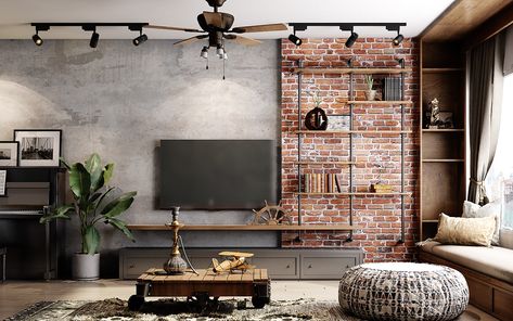 Industrial Interior Design Living Room, Ideas Decoracion Salon, Industrial Concept, Industrial Chic Interior, Modern Industrial Living Room, Industrial Decor Living Room, Industrial Living Room Design, Industrial Style Living Room, Industrial Style Bedroom