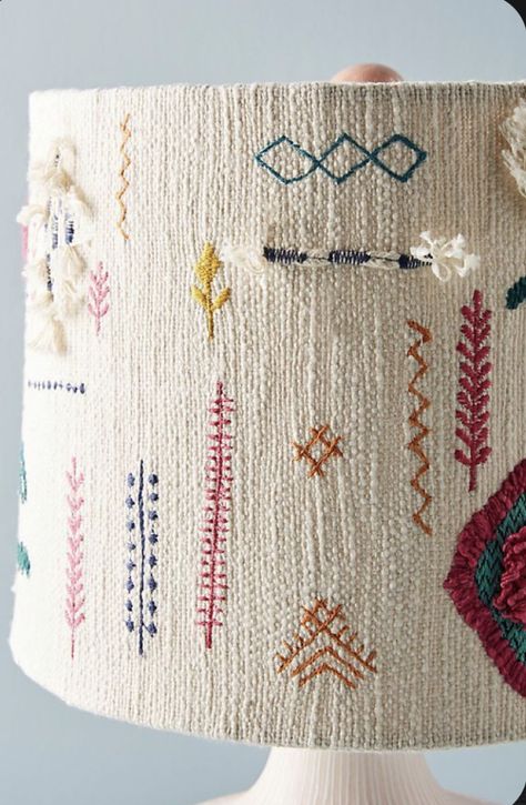 Fun Lamp Shades, Eclectic Lamps, 자수 디자인, Embroidery Inspiration, Embroidery And Stitching, Embroidery Projects, Lampshades, Embroidery Art, Embroidery Stitches