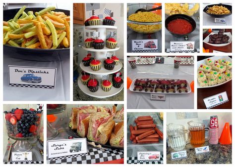 Disney Pixar Cars / Race Car / Lightning McQueen Birthday Party! Fun food ideas! Disney Cars Theme Birthday Party, Cars Theme Party, Disney Cars Birthday Theme, Pixar Cars Birthday, Birthday Party Drinks, Cars Birthday Party, Movie Birthday Party, Birthday Snacks, Party Food Themes