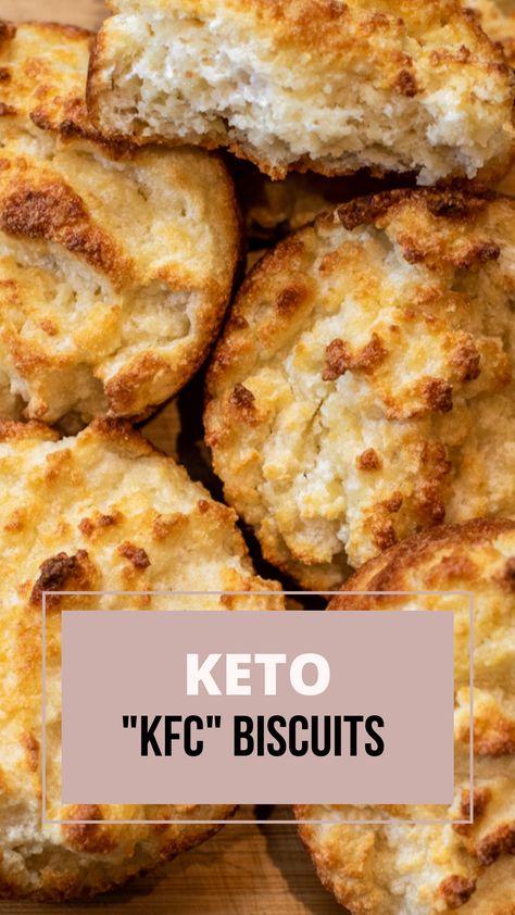 This Keto KFC Biscuit Dupe is literally AMAZING! It tastes just like the real deal - enjoy with some of my keto fried chicken and it’s perfection. You can also find my keto “KFC” fried chicken recipe here as well! Click the link to find the full recipe. Keto Kfc Chicken Recipe, Keto Kfc, Kfc Biscuits, Kfc Fried Chicken Recipe, Kfc Fried Chicken, Bariatric Meals, Kfc Chicken Recipe, Low Carb Love, Keto Fried Chicken