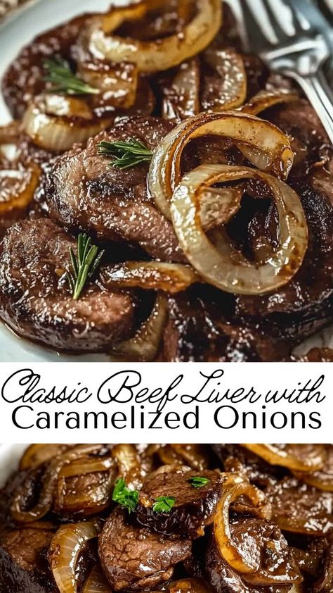 Savor the comforting taste of beef liver, complemented by the rich sweetness of caramelized onions. This classic dish is not only flavorful but also packed with nutrients, making it a healthy and hearty meal. Serve it alongside potatoes or your favorite side for a traditional dinner that will satisfy your cravings. Liver With Onions, Ways To Cook Beef Liver, Braised Liver And Onions, Liver And Onions With Bacon, Best Way To Cook Beef Liver, Cooking Beef Liver Recipes, Crock Pot Liver And Onions Recipe, Best Beef Liver Recipes, Cooking Beef Liver