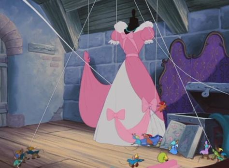 Mice Altering Cinderella's Dress Cinderella Pink Dress, Cinderella Birthday Party, Disney Shorts, Cinderella Party, Cinderella Birthday, Cinderella Disney, Have Courage And Be Kind, Film Disney, Cinderella Dresses