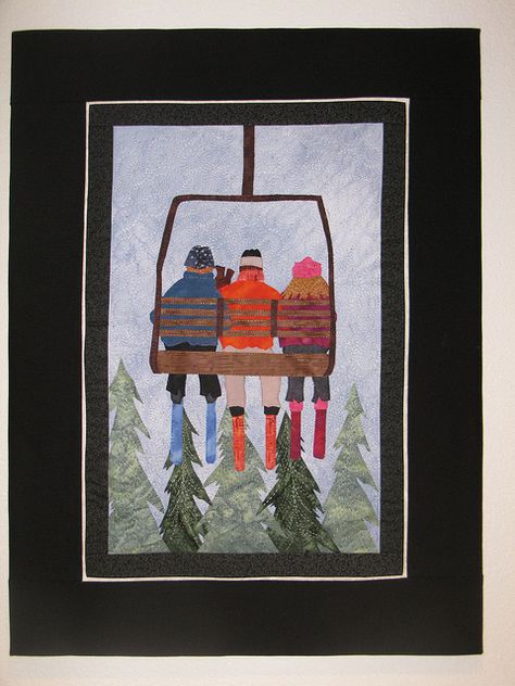 Chairlift Drawing, Ski Artwork, Burning The Midnight Oil, Ski House Decor, Mountain Wood Art, Skiing Art, Modern Quilting Designs, Midnight Oil, Ski Art