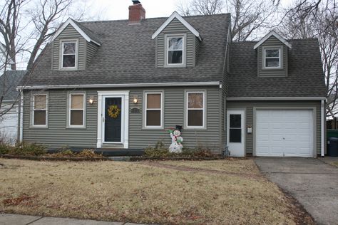 Cape Cod With Attached Garage, Cape Cod Garage Addition, Attached Garage Ideas, Cape Cod Garage, Cape Exterior, Diy Garage Plans, Mudroom Addition, Cape Style Homes, Blue Bungalow