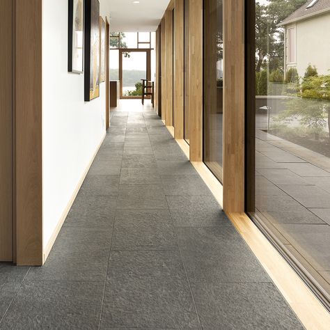 Basalt Tile - ORIJIN STONE Basalt Tile Floor, Basalt Flooring Interior, Kota Stone Flooring Interiors, Elegant Tile Flooring, Dark Tile Floors, Kota Stone Flooring, Outdoor Tiles Floor, Basalt Tile, Modern Mountain House