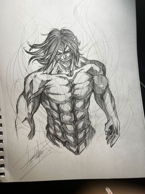 Eren Jaeger Titan Drawing, Attack On Titan Eren Titan Form, Eren Titan Sketch, Eren Titan Drawing, Attack On Titan Drawing Sketches, Eren Attack Titan, Eren Drawing, Eren Titan Form, Titan Drawing