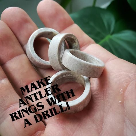 Easy way to make amazing antler rings using just a drill. Check out the video I made! Things To Make Out Of Deer Antlers, Projects With Deer Antlers, Crafts With Antlers Diy, Diy Antler Ring, What To Do With Antlers, Crafts With Deer Antlers, Antler Carving Ideas, Antler Diy Projects, Deer Antler Crafts Ideas