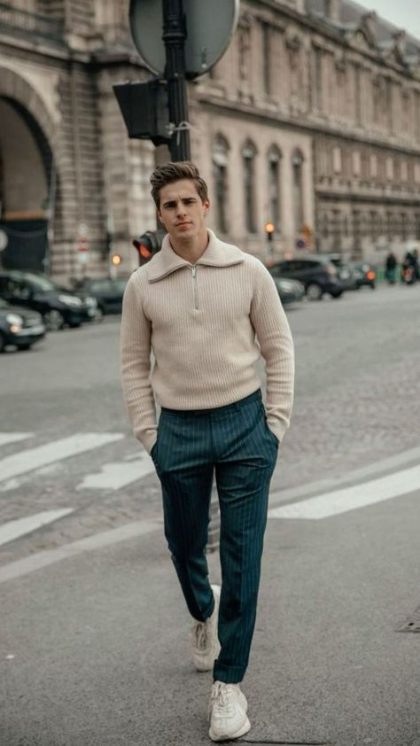 Gentleman Style Casual Simple, Mens Turtleneck Outfits, Turtleneck Outfit Men, Paris Mens Fashion, Fall Outfits Men, Men Stylish Dress, Guys Clothing Styles, Winter Outfits Men, Smart Casual Outfit