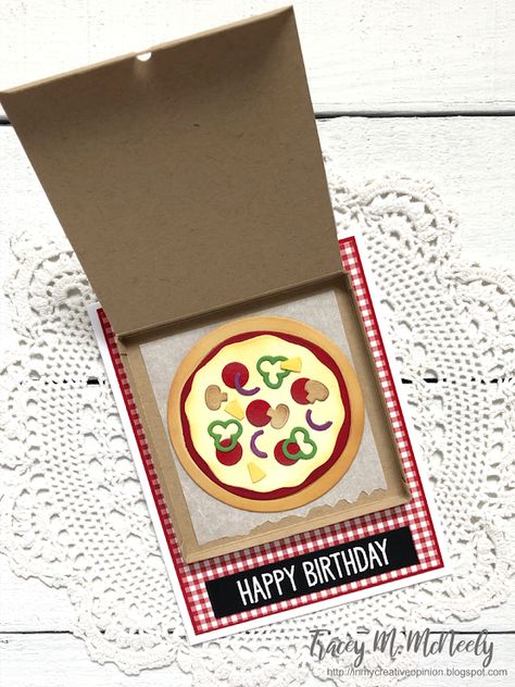 In My Creative Opinion: Interactive Pizza Box Card Pizza Card, Father's Day Cards Handmade, National Pizza Day, Handmade Pizza, Interactive Card, Pizza Day, Pizza Boxes, Pizza Box, Birthday Sentiments