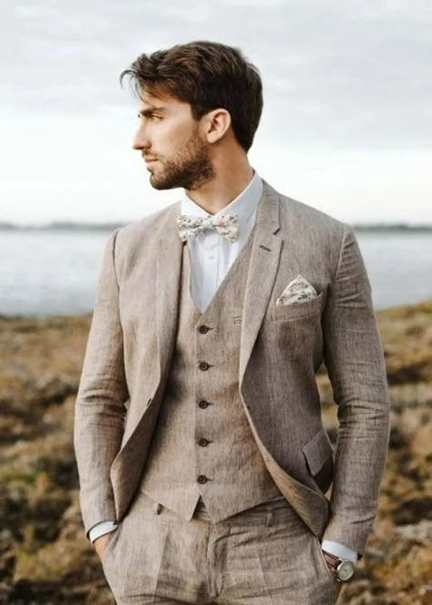 Best Groom Suits, Men Linen Suits, Linen Wedding Suit, Vintage Wedding Suits, Linen Suits For Men, Vintage Groom, Suits Groom, Groom Wedding Attire, Wedding Suits Groom