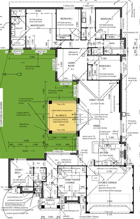 house plans u shaped with courtyards | shaped house (with a O Shaped House Plans, Courtyard Floorplan, U Shaped House Plans Courtyards, Courtyard House Plans Modern, House Plans With Courtyard In The Middle, Central Courtyard House Plans, H Shaped House Plans, House Plans With Courtyard, Side Courtyard