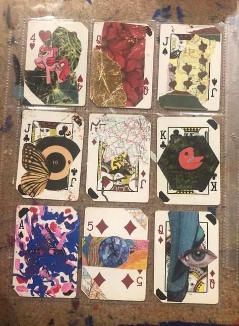 Artist Playing Cards, Playing Cards Crafts, Deck Of Cards Art, Altered Playing Cards Ideas, Altered Playing Cards, Playing Card Art, Playing Card Crafts, Altered Cards, Creative Notebooks