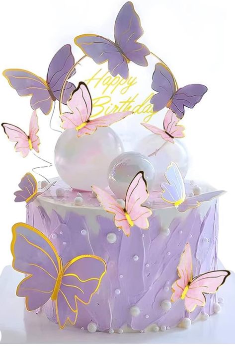 Cupcake For Birthday, Butterfly Theme Cake, Purple Butterfly Cake, Bunting Decor, Butterfly Cake Decorations, Butterfly Cupcake Toppers, 1st Bday Cake, Butterfly Party Decorations, Butterfly Birthday Cakes