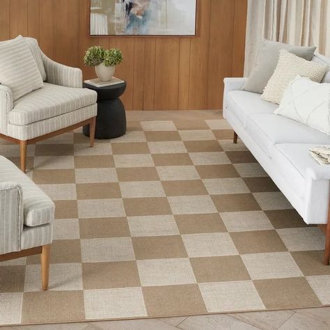 Nourison Washable Modern Jute Indoor Geometric Area Rug - On Sale - Bed Bath & Beyond - 38408626 Cowgirl Decor, Checker Board, 5x7 Area Rug, Rustic Materials, Checkered Rug, Coastal Cowgirl, Checkerboard Pattern, 8x10 Area Rugs, Geometric Area Rug