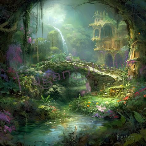 This is a downloadable digital image of a Fantasy Garden. This will be available for download after payment.  Etsy makes it really easy to purchase and download. Printable Room Decor, Magical Landscape, Street Map Art, Fantasy Garden, Fantasy Rooms, Mystical Places, Art Whimsical, Room Decor Wall Art, Printable Nursery Art