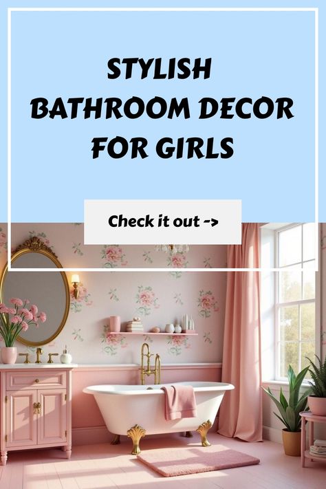 Stylish Bathroom Decor for Girls Girls Bathroom Decor, Ultimate Bathroom, Girl Bathroom Decor, Chic Bathroom Decor, Bedroom Decor On A Budget, Vibrant Living Room, Girl Bathrooms, Simple Bathroom Decor, Chic Bathroom