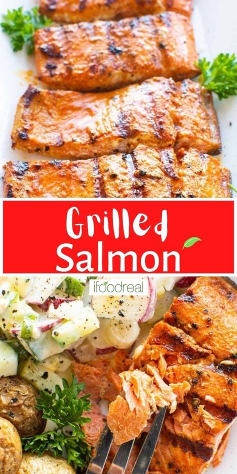 How to grill salmon until it’s tender, juicy, and slightly charred! This Grilled Salmon Recipe uses just simple seasonings and no marinating necessary (just the time it takes to heat your grill!), for quick, flaky, flavorful grilled salmon that’s perfect for pairing with all your favorite grill recipes! Easy Grilled Salmon, Best Grilled Salmon Recipe, Galette Des Rois Recipe, Grilled Salmon Recipe, Salmon Stir Fry, Malt Vinegar, Bbq Salmon, Grilled Salmon Recipes, Salmon Steak