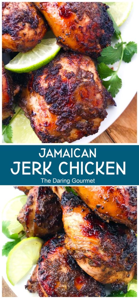 Jamaican Jerk Chicken Jerk Chicken Marinade, Grilled Jerk Chicken, Jerk Recipe, Jamaican Chicken, Jerk Chicken Recipe, Jamaican Jerk Chicken, Jamaican Dishes, Jamaican Jerk, Jerk Chicken