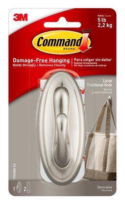 17053BN-ES Command(TM) Traditional Large Hook Command Hooks, Red Kidney Bean, Paint Wood, Christmas Hanging Decorations, Robe Hook, Decorative Hooks, Hanger Hooks, Command Strips, Plastic Hooks