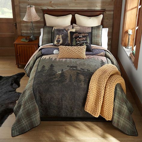 Donna Sharp Quilts, Rustic Bedding Sets, Moon Quilt, Mother Bear, Quilted Bedding, Fantastic Fashion, King Quilt Sets, Black Forest Decor, Bear Quilts