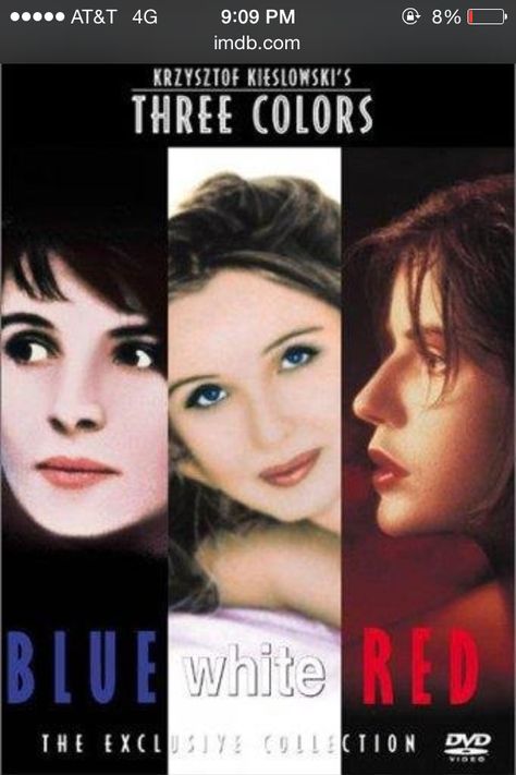 The Three Colors Trilogy: Blue, White and Red. Three Colors Trilogy, Cinema Video, Julie Delpy, Jean Gabin, Cinema Design, French Film, Juliette Binoche, Film Posters Art, Dvd Cover