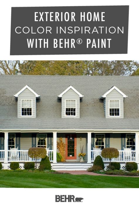 No matter what your home decor style is, Behr Paint has plenty of exterior home color inspiration to choose from. Whether you prefer cool tones, neutral tones, or warm tones, click below to explore trending shades and craft your perfect paint color palette today. Behr Exterior Paint Colors For House Modern, Elephant Skin Behr Paint Exterior House, Exterior House Colors Behr Paint, Behr Paint Exterior House Colors, Behr Outdoor Paint Exterior Colors, Behr Green Exterior House Colors, Behr Exterior House Colors, Home Depot Exterior Paint Colors, Exterior House Colors Behr