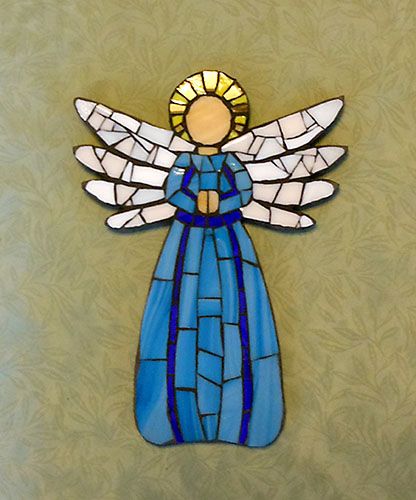 Angel Mosaic, Christmas Mosaics, Tree Mosaic, Mosaic Portrait, Mosaic Garden Art, Stained Glass Angel, Mosaic Art Projects, Mosaic Stained, Mosaic Crosses