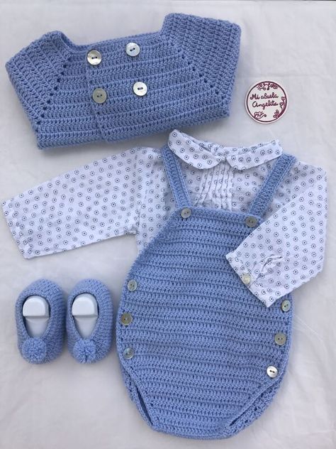 ajuar para bebe a crochet paso a paso Newborn Crochet Patterns, Baby Boy Jackets, Crochet Baby Boy, Baby Boy Clothes Newborn, Baby Knitting Patterns Free, Crochet Bebe, Haken Baby