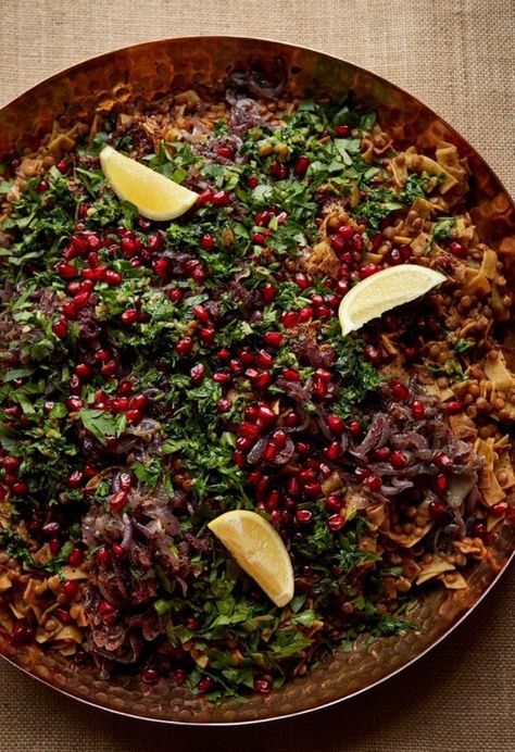 Lentils and pasta with tamarind, sumac and pomegranate recipe | delicious. magazine Pasta In Oven, Ottolenghi Pasta, How To Reheat Pasta, Vegetarische Diners, Reheat Pasta, Sumac Recipes, Tandoori Recipes, Persian Recipes, Ottolenghi Recipes