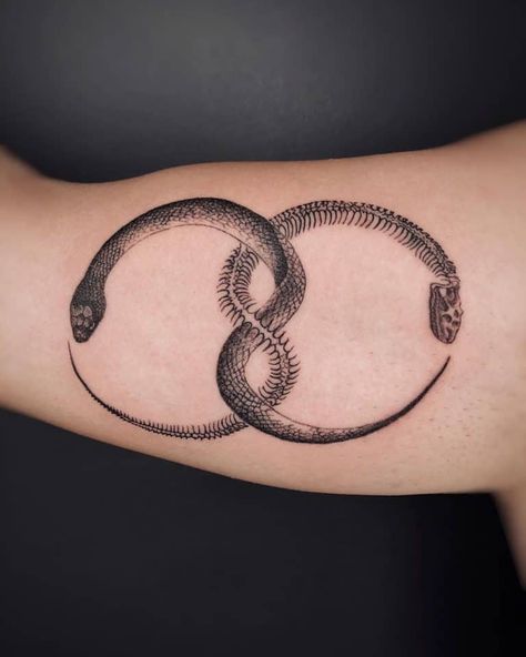 Kundalini Tattoo, Infinite Tattoo, Placement Tattoo, Little Alchemy, The Ouroboros, Ouroboros Tattoo, World Serpent, Black And White Snake, Buddhist Tattoo