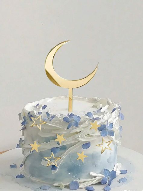 Star Moon Cake, Moon Cake Topper, Gold Collar, Cake Designs Birthday, Golden Star, Moon Cake, Star Moon, Event Party, Party Cakes