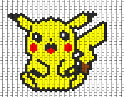 Beaded Pikachu, Pikachu Beads, Kandi Cuff Patterns, Pokemon Bead, Kandi Cuffs, Pokemon Pattern, Seed Bead Jewelry Patterns, Beaded Banners, Kandi Cuff