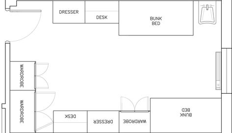 Bob Jones University dorm room layout-some variation. University Dorm Room, Bob Jones University, Dorm Room Layouts, University Dorm, University Dorms, Resident Assistant, Dresser Desk, Residence Hall, Drawer Space