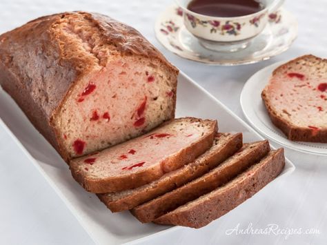 Andrea Meyers - Maraschino Cherry Bread Bob Evans Cherry Bread Recipe, Cherry Nut Bread, Maraschino Cherries Recipes, Cherries Recipes, Cherry Bread Recipe, Cherry Bread, Dessert Breads, Maraschino Cherries, Bread Muffins