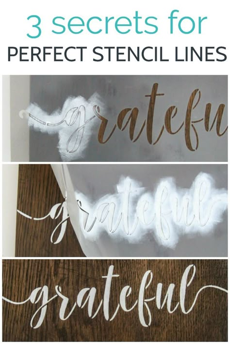 Secrets for perfect stencil lines.  How to stencil wood and other materials perfectly - it's much easier than you think.  #lovelyetc #stencil #woodensign #craft Stencil Wood, Stencils For Wood Signs, Stencil Ideas, Diy Wood Signs, Cricut Tips, Signs Diy, Sign Making, Diy Holz, Pallet Signs