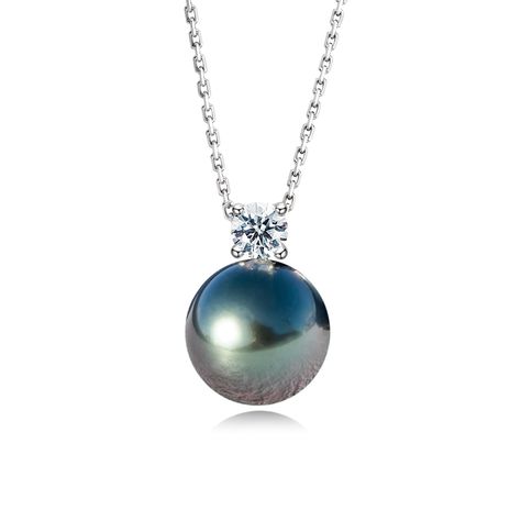 PRICES MAY VARY. This exquisite pendant features a 9-10mm Tahitian Black Pearl, which was handpicked for its radiant, luster and perfect round surface. The black pearl is mounted on the finest white gold plated sterling silver pendant and a 0.3ct moissanite diamond set together, the combination of Tahitian black pearls and moissanites makes these hook earrings classy, elegant and breathtaking. With a matched sterling silver chain, this necklace promises an easy day-to-night elegance. Tahitian Bl Pearl Farming, Tahitian Black Pearl Necklace, Black Pearl Jewelry, Natural Pearl Necklace, Pearl Farm, Black Pearl Necklace, Black Pearls, Tahitian Black Pearls, White Gold Pendant