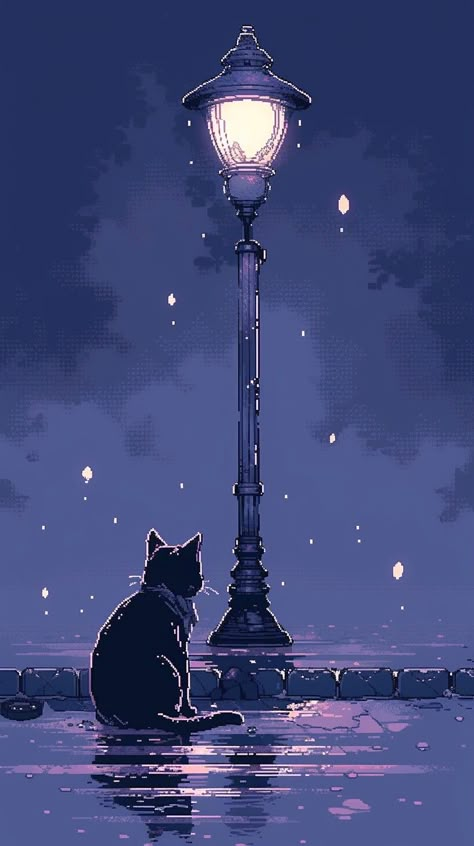 Wallpaper Gatos, Pixel Art Background, Desen Anime, Cute Simple Wallpapers, Cool Wallpapers Art, 판타지 아트, Pretty Wallpapers Backgrounds, Dreamy Art, Cat Wallpaper