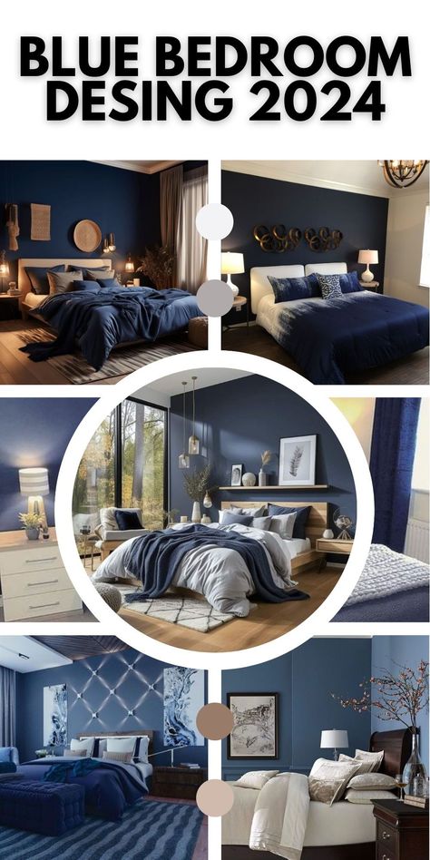 Master Bedrooms Decor Navy Blue, Bedding For Dark Blue Walls, How To Decorate A Dark Blue Bedroom, Navy Blue Room Decor Master Bedrooms, Dark Blue Small Bedroom, Bedrooms With Dark Blue Accent Wall, Dark Blue Accent Wall Bedroom Color Pallets, Dark Blue Bedrooms Ideas, Deep Blue Bedroom Accent Wall