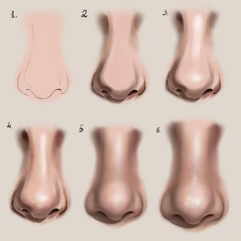 Procreate Nose Tutorial, How To Paint Nose Acrylic, Digital Art Nose Tutorial, Nose Rendering, Digital Art Nose, Nose Procreate, Nose Digital Art, Nose Painting, Illustration Face