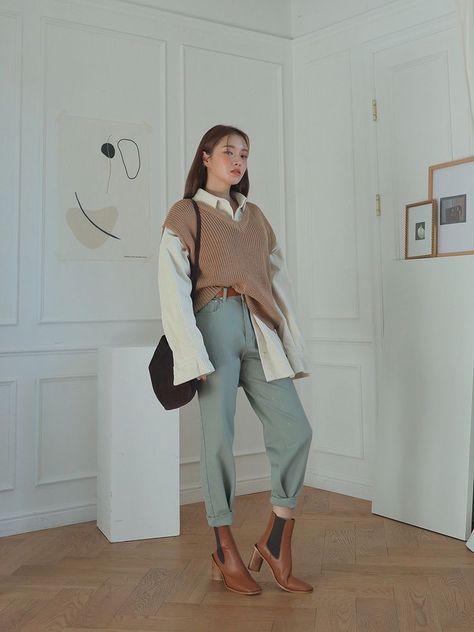 clothing aesthetic #inspo #inspiration #clothes #ootd #clothes #aesthetic #cute #chic #cuteclothes #collection #inspired | a r i e l : c u t e ~ Corduroy Shirt, A Woman, Button Up