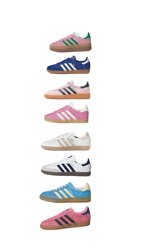 sambas and gazelle! #samba #gazzle #preppy #coastal #addias #pink #cute #fyp Pink Sambas, Pink Samba, Shoe List, Bollywood Theme Party, Shoes Wishlist, Cute Middle School Outfits, Bollywood Theme, Preppy Coastal, Middle School Outfits