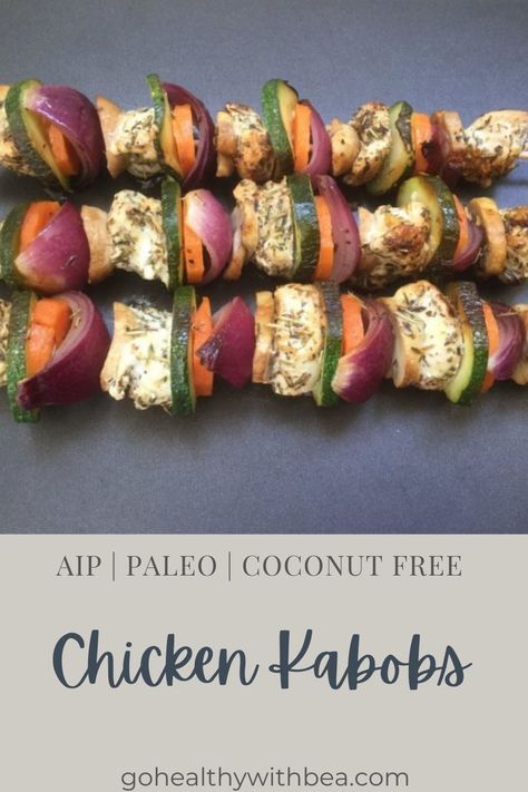 Aip Marinades, Chicken Kebabs On The Grill, Aip Dinners, Healthy Marinades, Skewers Chicken, Chicken Kabob Marinade, Aip Diet Recipes, Allergy Friendly Desserts, Aip Breakfast