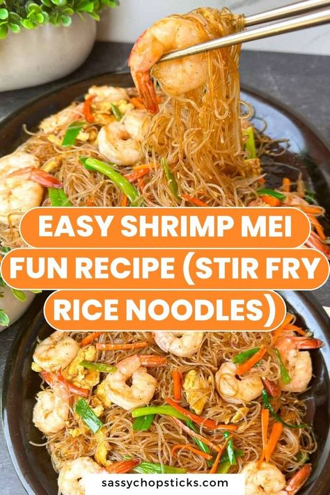 shrimp mei fun recipe Shrimp Mei Fun Recipe, Easy Rice Noodle Recipes, Mei Fun Recipe, Mei Fun Noodles, Shrimp Noodles Recipes, Shrimp Rice Noodles, Mei Fun, Vermicelli Recipes, Rice Noodle Recipes