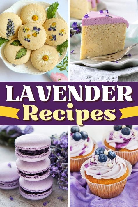 Lightly sweet and delicately floral, these lavender recipes are a real treat. From cookies and cakes to brownies and cocktails, you need to try them all! Lavender Desserts, Lavender Dessert Recipes, Lavender Food, Lavender Dessert, Lavender Cookies, Lavender Recipes, Cookies And Cakes, Tart Baking, Lemon Desserts