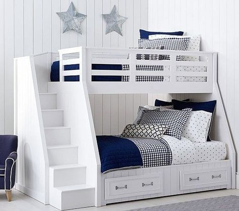 Bunk Bed Ideas Diy, Bed For Girls Room, Modern Bunk Beds, Small Kids Room, Loft Bunk Beds, Bunk Beds With Stairs, Space Bedding, Storage Kids Room, Storage Platform