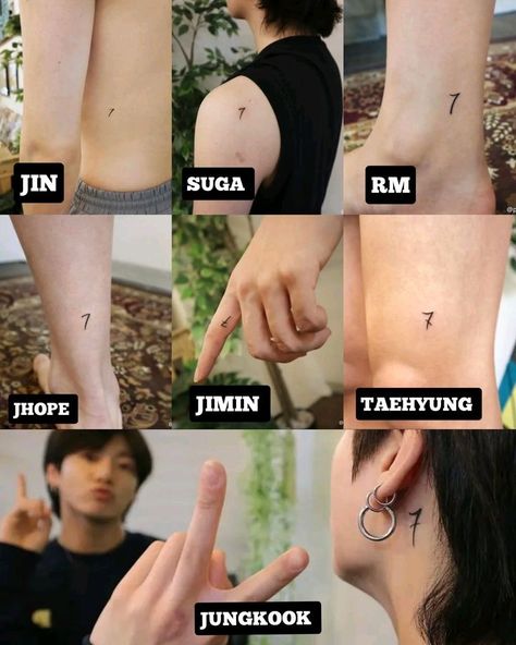 Yoongi 7 Tattoo, Bts 7 Tattoo, Bts Tattoo Ideas, Tattoo Bts, Bts Friendship, Friendship Tattoo, Bts Tattoo, Bts Bg, Korean Tattoos