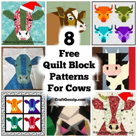 Quilting Block Patterns – Cows – Quilting Farm Quilt Patterns, Farm Animal Quilt, Cow Applique, Cow Craft, Paper Pieced Quilt Patterns, Free Motion Quilting Patterns, Farm Quilt, Mug Rug Patterns, Quilt Block Patterns Free