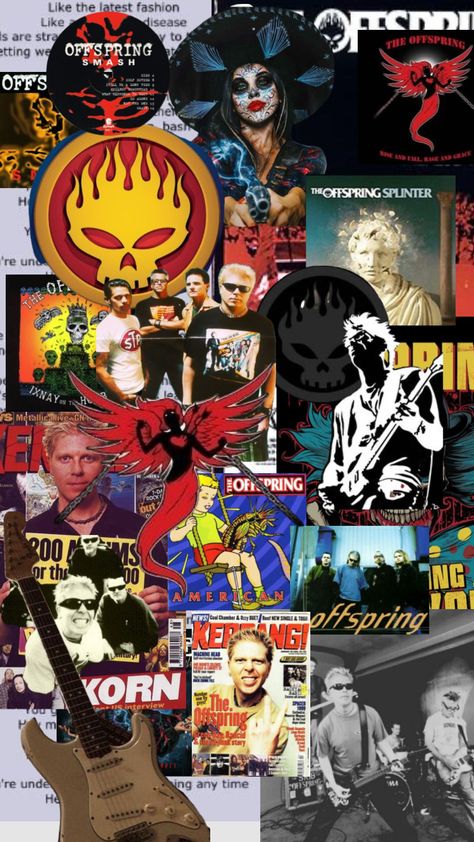 Dads fav band #theoffspring #offspring #punk #punkrock Bands Wallpaper, Its Not A Phase Mom, Dexter Holland, Rock Collage, Paint On Wall, Good Bands, Rockstar Boyfriend, Punk Fashion Diy, Punk Wallpaper