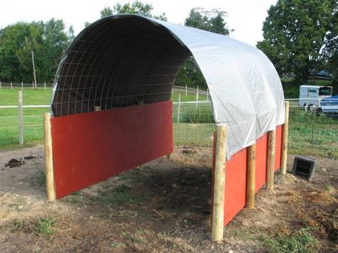 Horse RunIn Shed Shelter Barn Horse Run In Shelter, Hay Hut, Shelter Architecture, Horse Shed, Livestock Shelter, Goat Shelter, Cattle Panels, Ranch Ideas, Horse Shelter